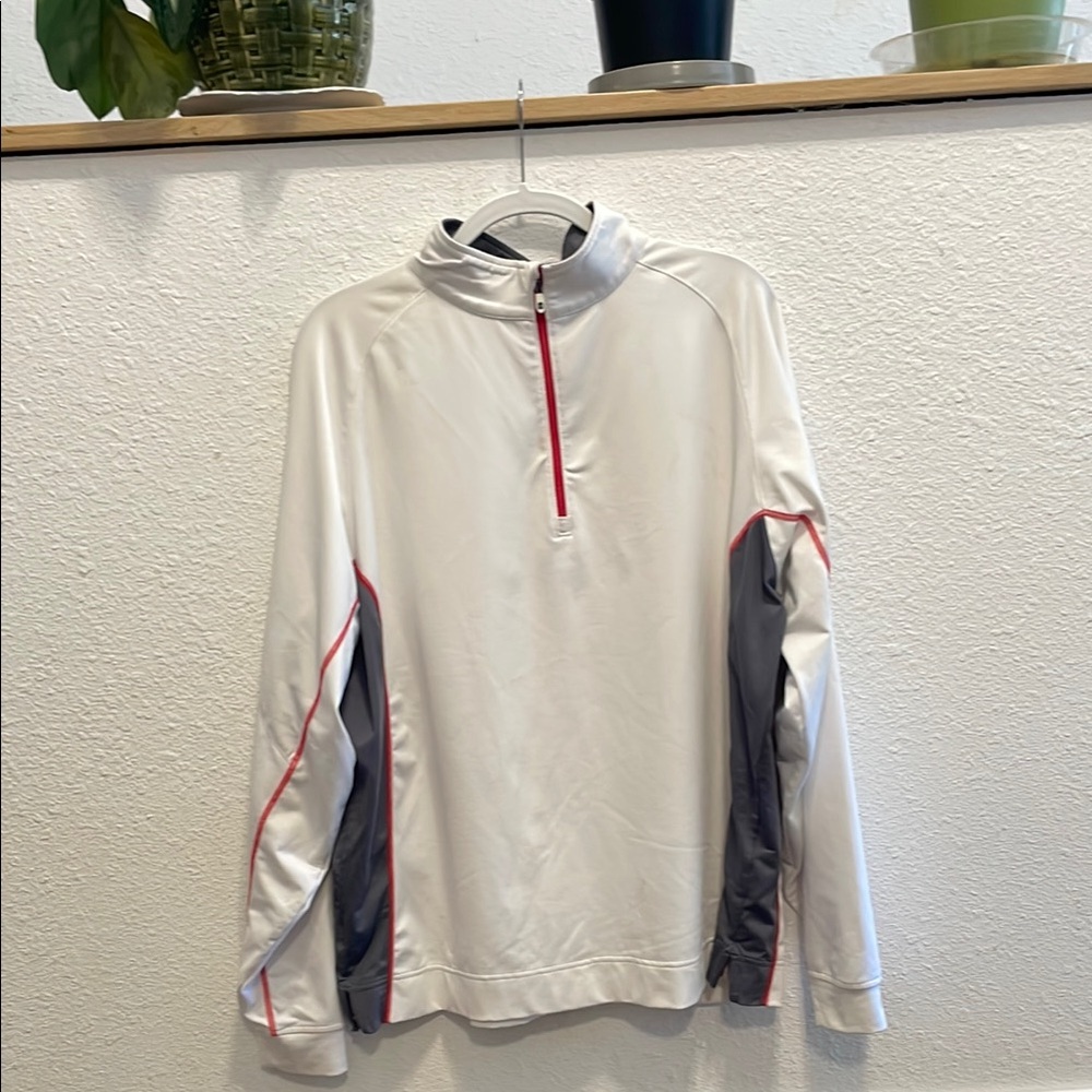 FootJoy Golf White, Gray, and Red Quarter-Zip Pullover